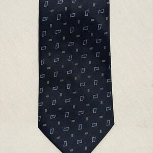 Stylish Black and Blue Geometric Men's Tie